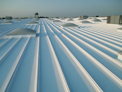 Metal roof with sky in background