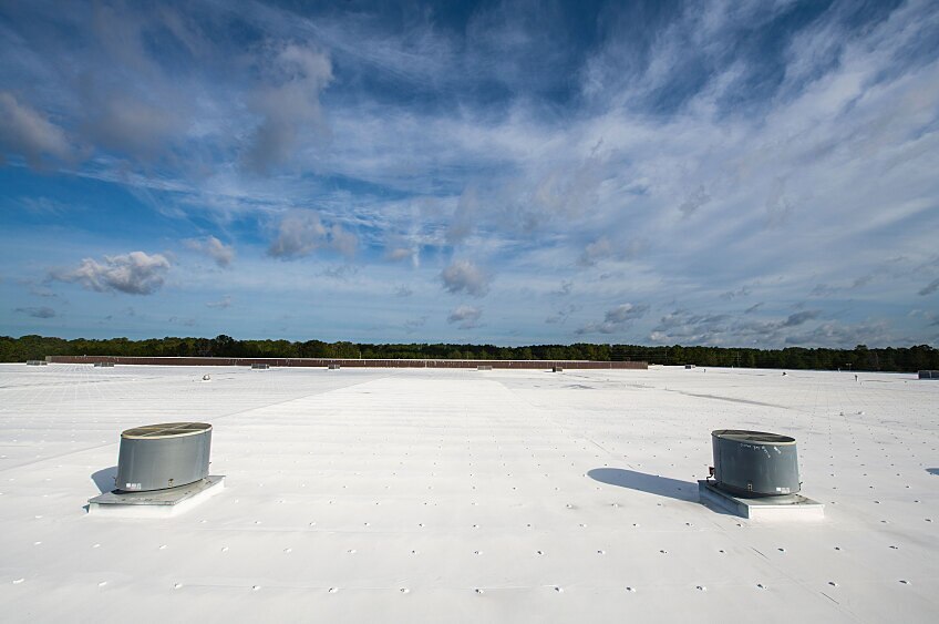 TPO Single Ply Roof and Sky