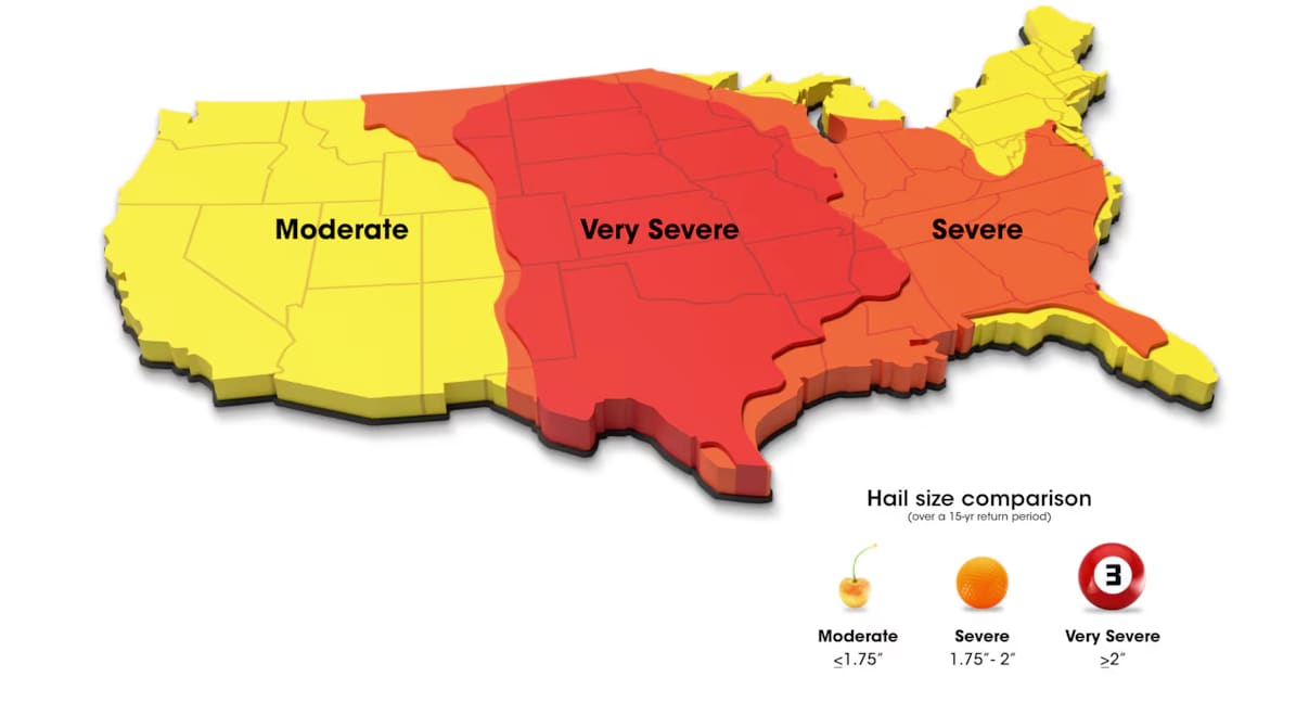 FM Global's U.S. hail zone map