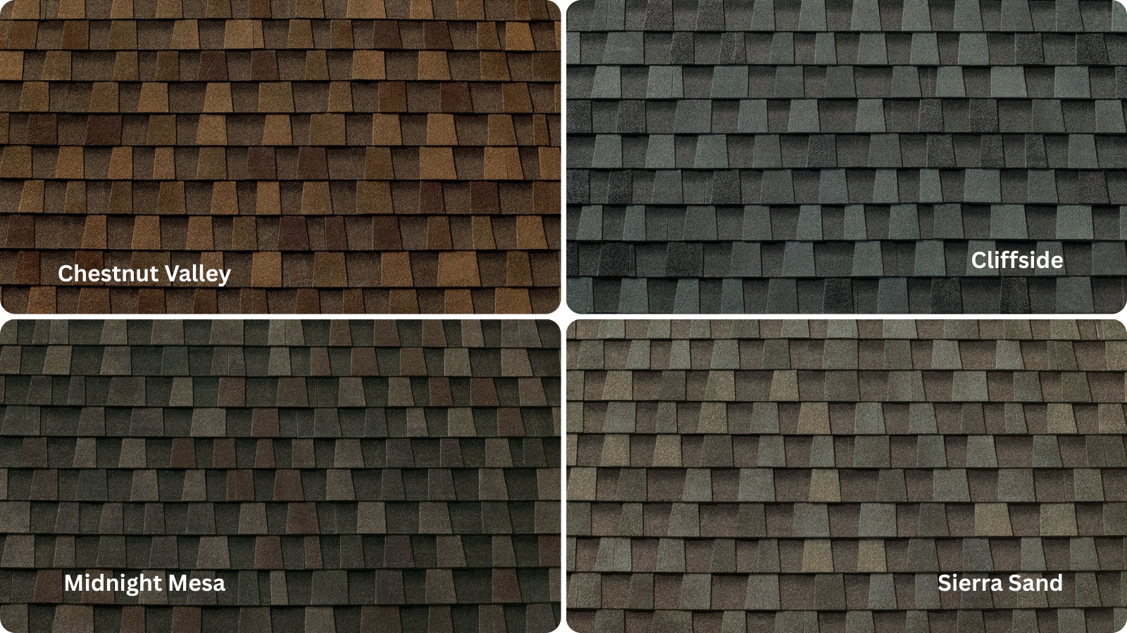gaf timberline hdz® new bold definition colors GAF Timberline HDZ®: New Bold Definition Colors: Chestnut Valley, Cliffside, Midnight Mesa, Sierra Sand