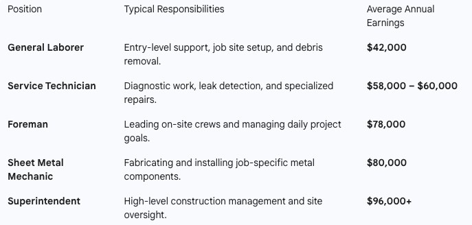 roofing industry salaries Chart with typical roofing salaries