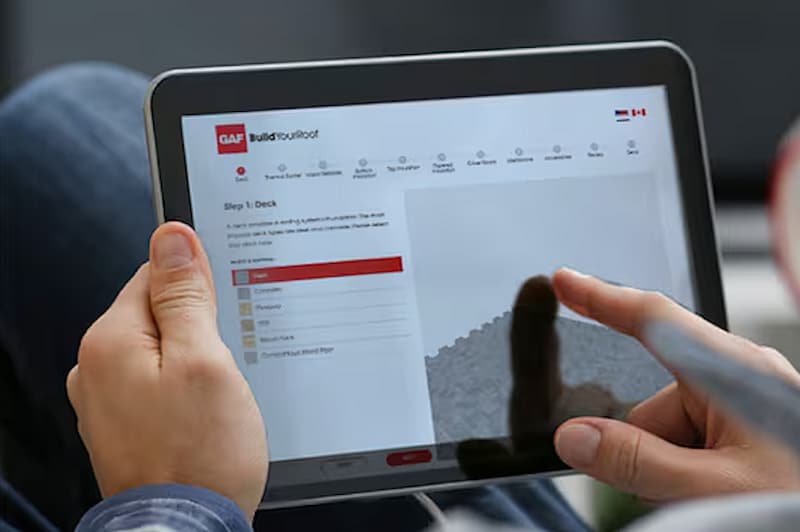 Commercial roofer using the GAF BuildYourRoof for commercial roof design