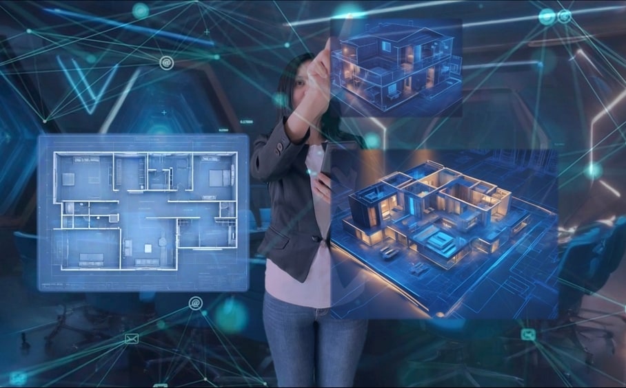 Person uses AI technology to design house.