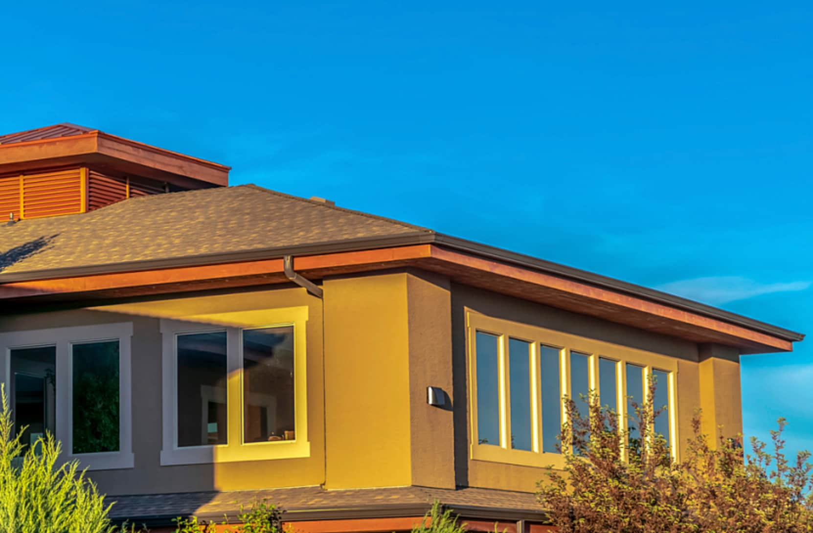 Hip roof with blue sky