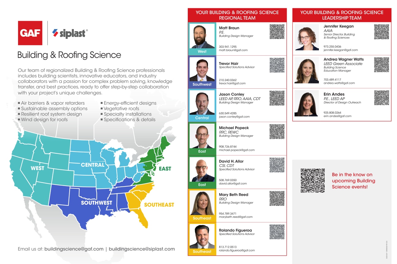 Building Roofing Science Team Map for GAF and Siplast