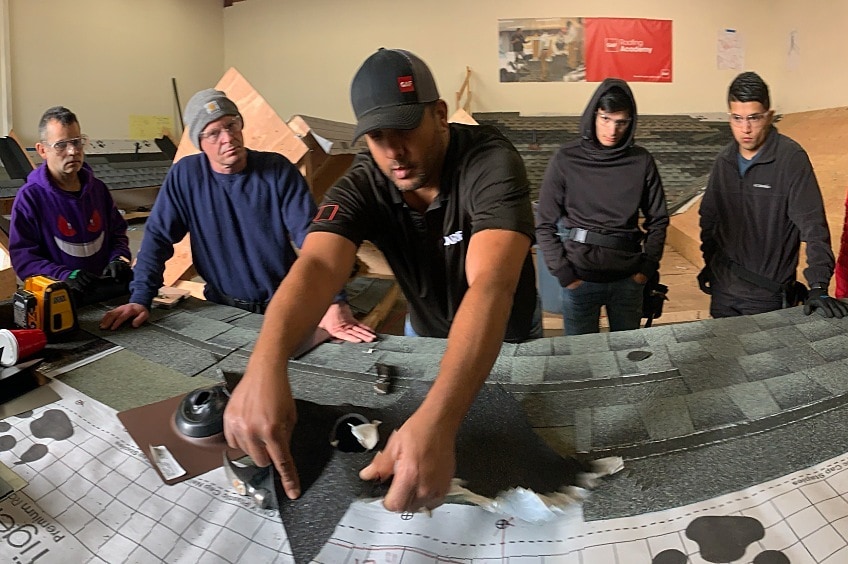 Contractors building a home