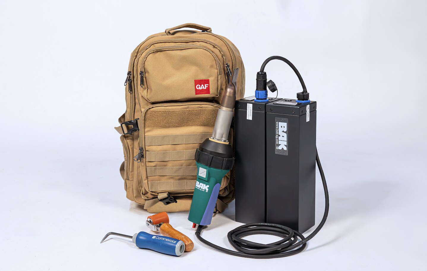 GAF's Backpack Welder shown here is the version with two batteries.